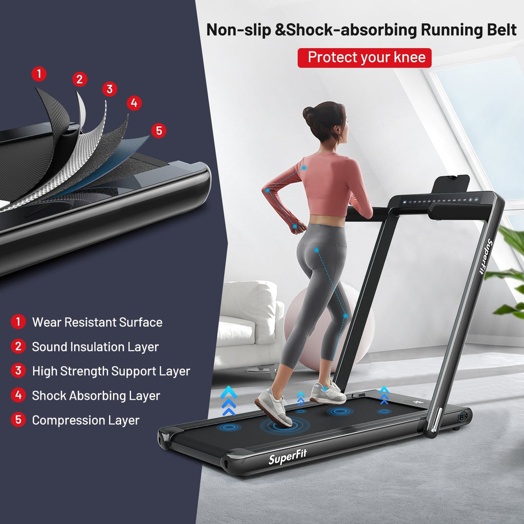 2-in-1 Electric Motorized Folding Treadmill – Walk & Run