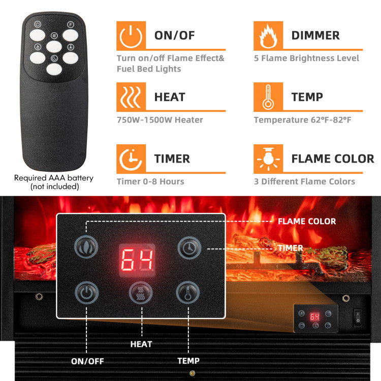28.5-Inch Recessed Electric Fireplace