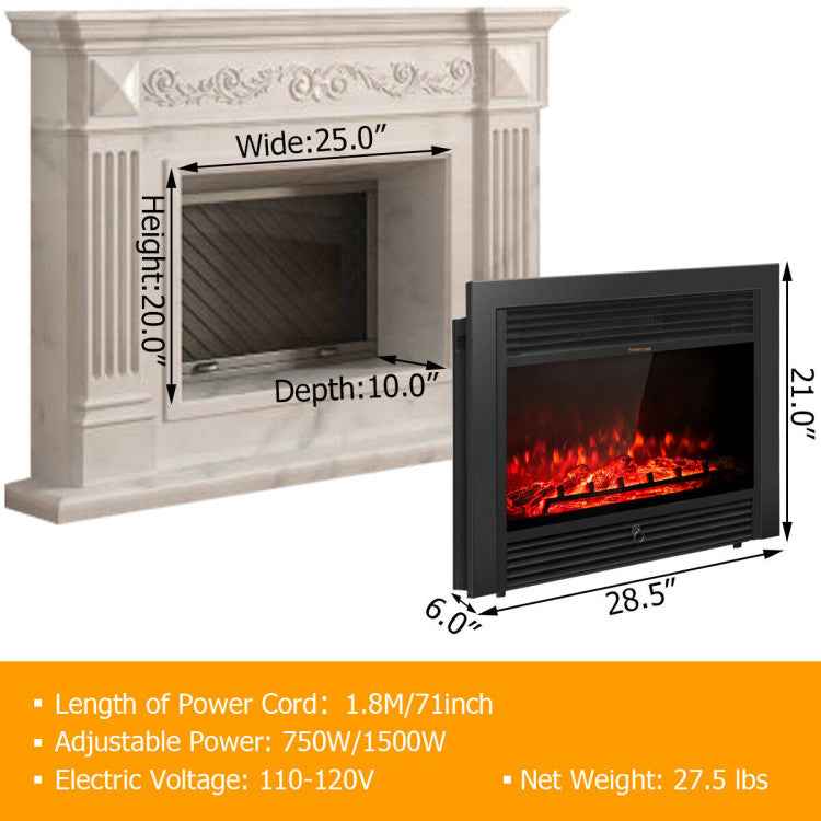28.5-Inch Recessed Electric Fireplace