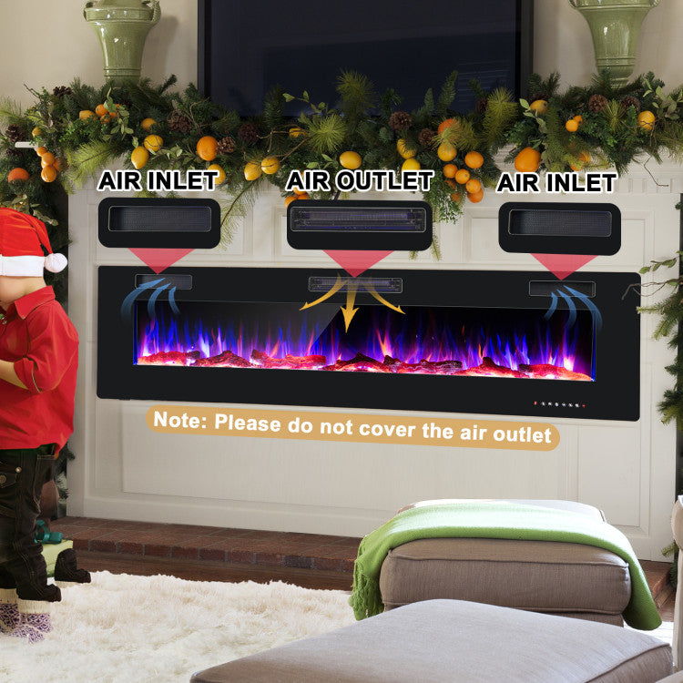 68-Inch Ultra-Thin Recessed Electric Fireplace