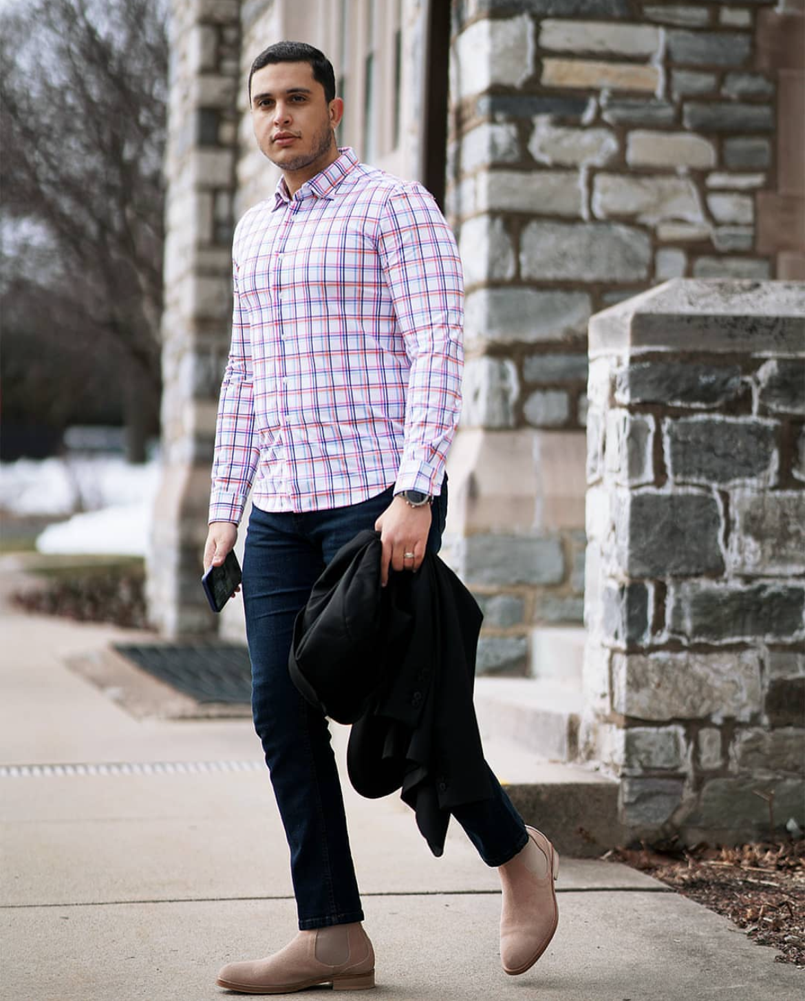 Rob Plaid Long Sleeve Tech Shirt