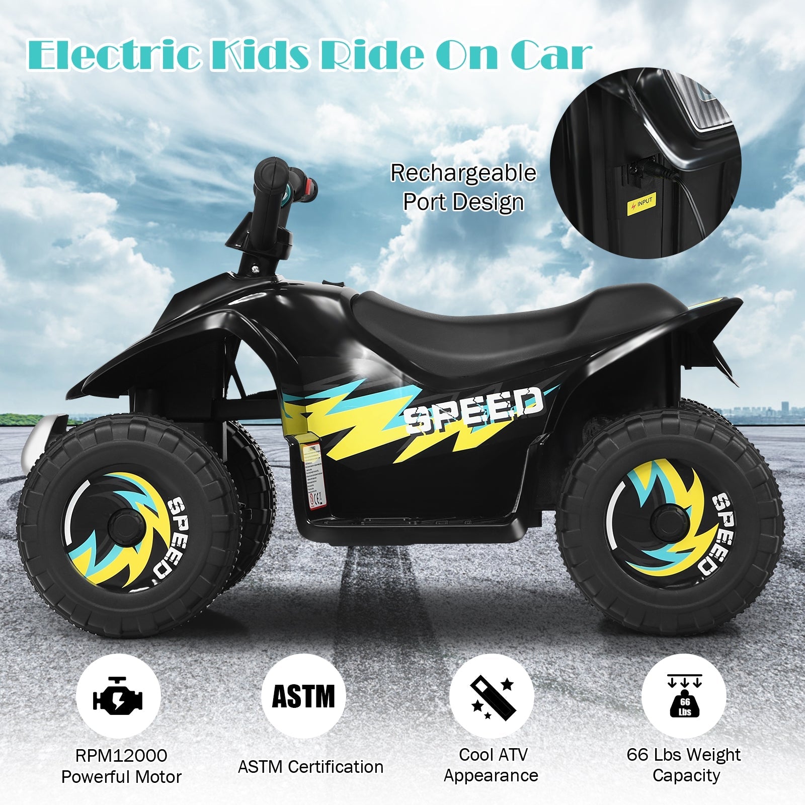 6V Kids Electric ATV 4-Wheel Ride-On Toy